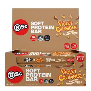 [] Body Science Protein Bar Violet Crumble Caramel Honeycomb 55g 12 Pack (Refrigerated)