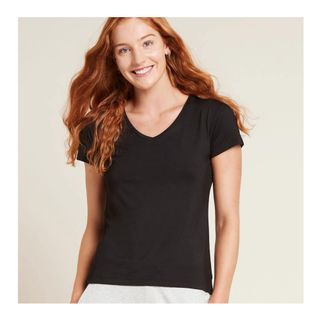 *Zz Boody Womens V Neck T Shirt Black Del - Medium
