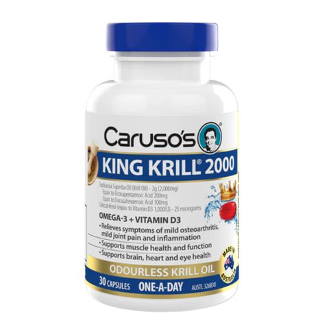 Carusos Natural Health King Krill 2000mg + Vitamin D 30 Capsules