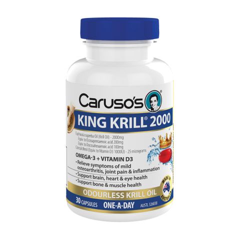 Carusos Natural Health King Krill 2000mg + Vitamin D 30 Capsules