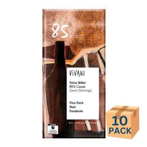 Vivani Organic Choc Fine Dark 85 Cocoa 100g 10 Pack Carton