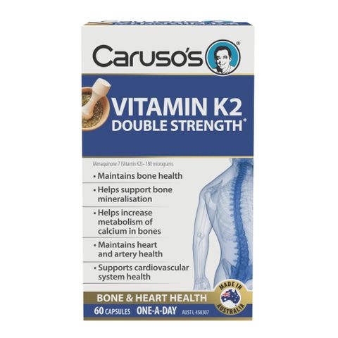 Carusos Natural Health Vit K2 180mg Double Strength 60 Capsules