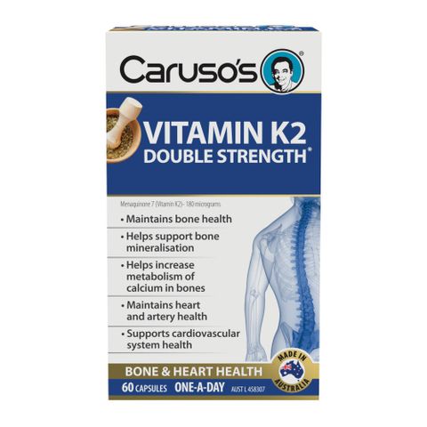 Carusos Natural Health Vit K2 180mg Double Strength 60 Capsules