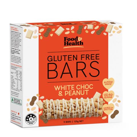 Food for Health GF Bar White Choc Peanut 125g 6 Pack CTN