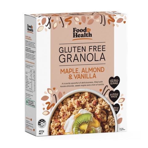 Food for Health GF Granola Maple Alm Vanilla 400g 6 Pack CTN