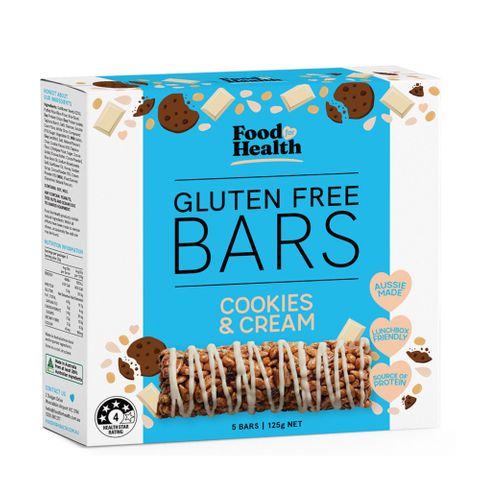 Food for Health GF Bar Cookies Cream 125g 6 Pack CTN