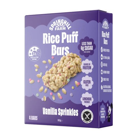 [] Springhill Farm Rice Puff Lunch Box Snack Bars Vanilla 80G (Refrigerated)