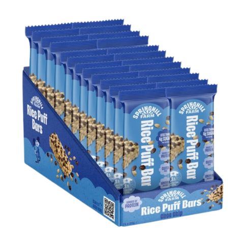 [] Springhill Farm Rice Puff Bar Choc Chip 20g 24 Pack Carton (Refrigerated)