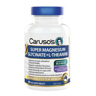 Carusos Natural Health Super Magnesium Glycinate Ltheanine 60 Capsules
