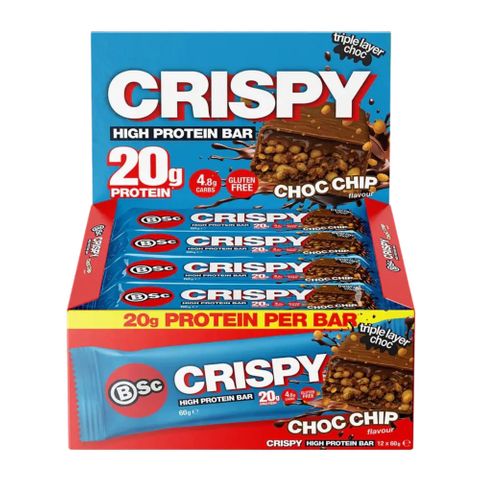 Body Science Crispy Protein Bar Chocolate Chip 60g 12 Pack