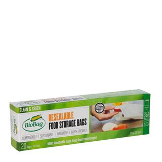 BioBag Compostable Re-Sealable Food Storage Bags - 20 Pack