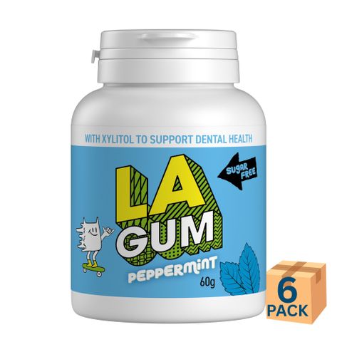 LA Sugar Free Peppermint Chew Gum Bottle 60g 6 Pack Carton