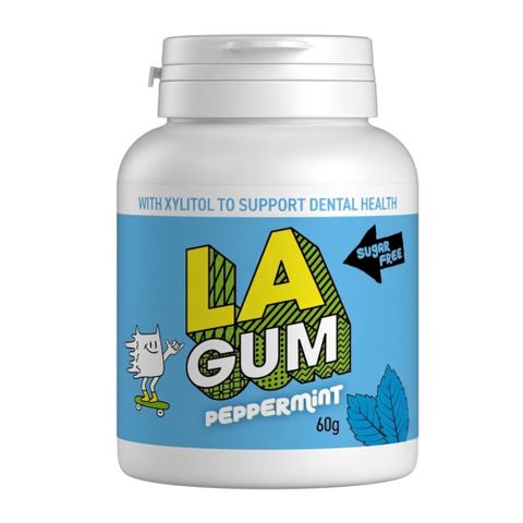 LA Sugar Free Peppermint Chew Gum Bottle 60g 6 Pack Carton