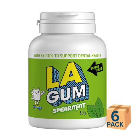 LA Sugar Free Spearmint Chew Gum Bottle 60g 6 Pack Carton