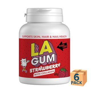 LA Strawberry Collagen Chew Gum Bottle 60g 6 Pack Carton