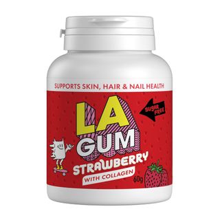 LA Sugar Free Strawberry Collagen Chew Gum Bottle 60g 6 Pack Carton