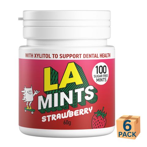 LA Sugar Free Strawberry Mints Bottle 60g 6 Pack Carton