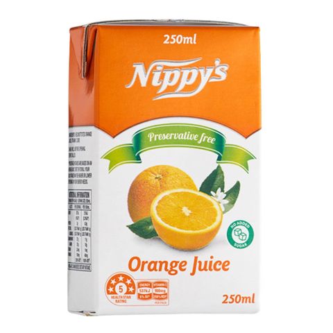Nippys Juice Box Orange Unsweetened 250ml 24 Pack Carton