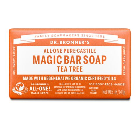 Dr Bronners Tea Tree ALL-ONE Pure-Castile Magic Bar Soap 140g