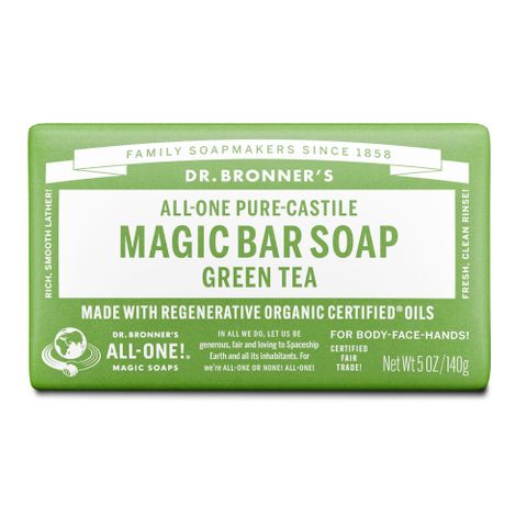 Dr Bronners Green Tea ALL-ONE Pure-Castile Magic Bar Soap 140g