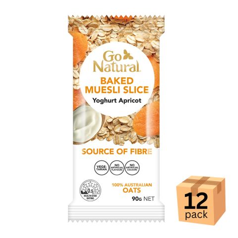 [] Go Natural Baked Muesli Slice Yoghurt Apricot 90g 12 Pack (Refrigerated)