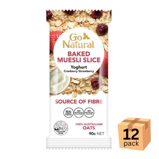 [] Go Natural Baked Muesli Slice Yoghurt Cranberry Strawberry 90g 12 Pack (Refrigerated)