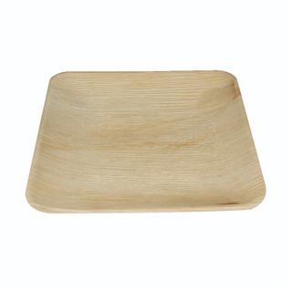 EcoSouLife Palm Square Plate w/ Ribs (15cm) 5PC - Natural