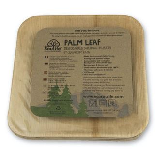 EcoSouLife Palm Square Plate w/ Ribs (19.5cm) 5PC - Natural