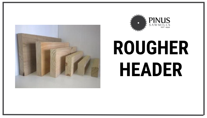 Various sizes of rougher header timber pieces from Pinus Sawmills, displayed in a row, used for construction and carpentry applications.