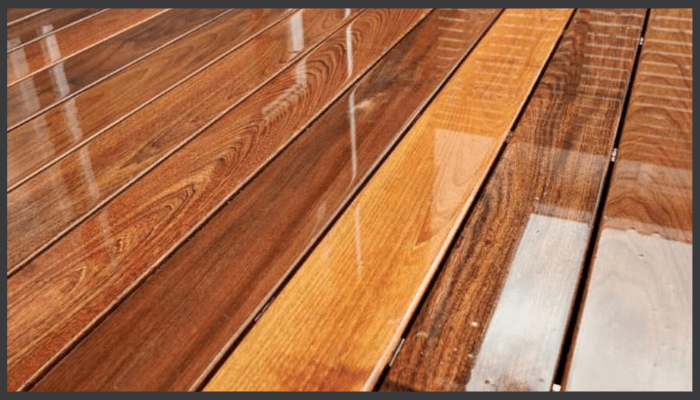 Freshly oiled Spotted Gum deck walkway next to house in Canberra