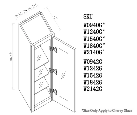 Cinder Grey 42"H Glass Wall Cabinet-Single Door