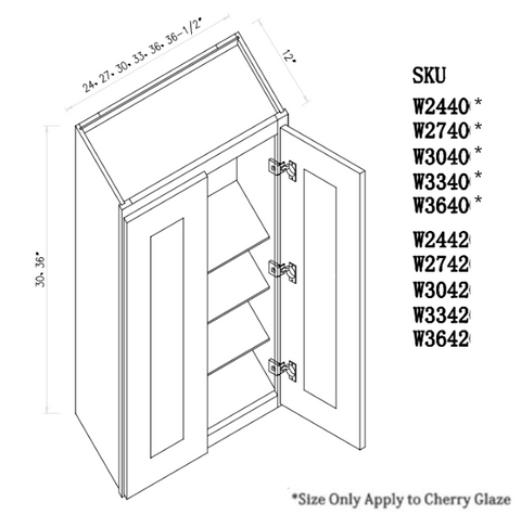 Cinder Grey 42"H Wall Cabinet-Double Door