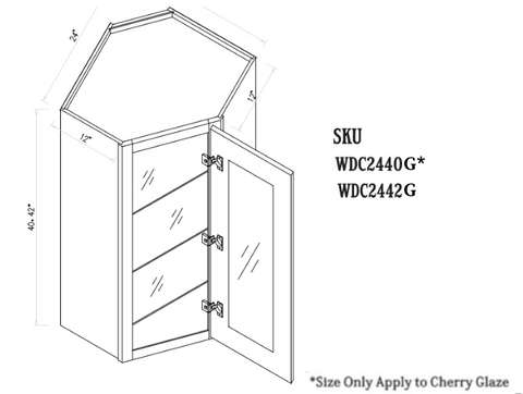 Cinder Grey Wall Diagonal Glass Cabinet