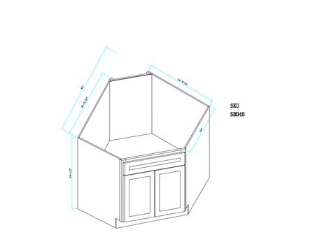 Slim Java Shaker Sink Diagonal Base Cabinet