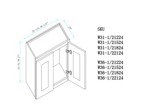Slim Java Shaker 31.5"W x 24" D Bridge Wall Cabinet Double Door