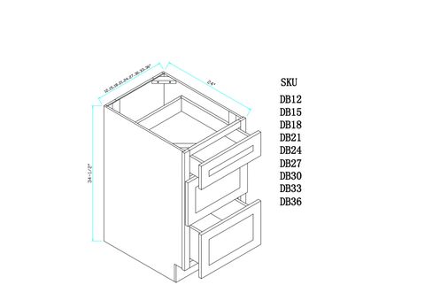 Forest Green Base Three Drawers Cabinets