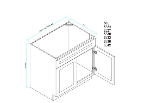 Ivory White Sink Base Cabinet