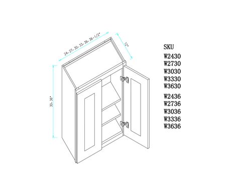 Ivory White 30"H Wall Cabinet-Double Door