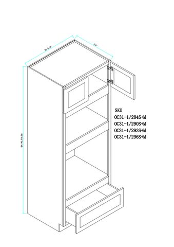 Modern White Single Oven Microwave Combo Cabinet