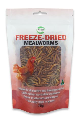 PISCES FRZDRIED MEALWORM POULTRY 70G BAG