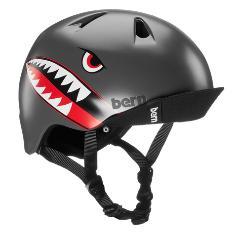 Bern Nino Satin Grey Flying Tiger w/ Flip Visor