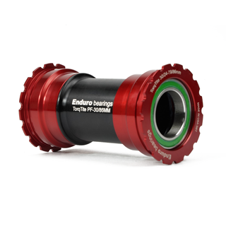 Enduro TorqTite Bottom Bracket BB386 to 24mm Cranks Stainless Steel Angular Contact Red