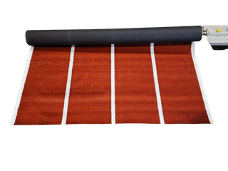 18mm Multisport 4 Lane Running Track - Terracotta with White line - 3.975m wide sold per Lm