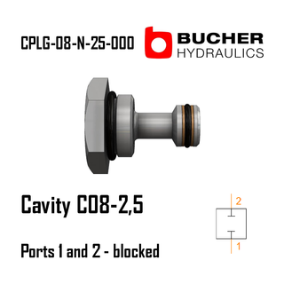 CPLG-08-N-25-000 C08-2,5, 3/4"-16UNF, 2-WAY, PORTS 1 AND 2 BLOCKED CAVITY PLUG, BUCHER