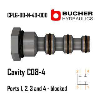 CPLG-08-N-40-000 C08-4, 3/4"-16UNF, 4-WAY, PORTS 1, 2, 3 AND 4 BLOCKED CAVITY PLUG, BUCHER