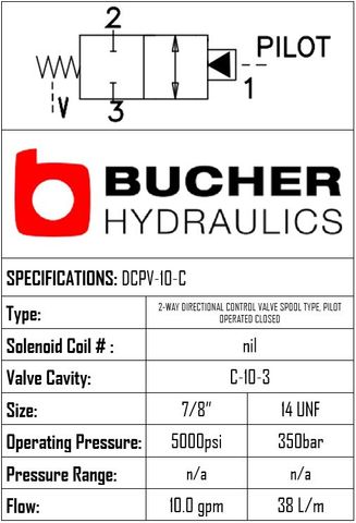 DCPV-10-N-C-S-0-200 DIRECTIONAL CONTROL PILOTED SPOOL VALVE 2 WAY - 10