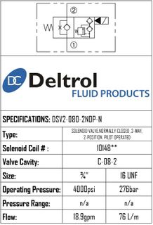 DSV2-080-2NOP-N  SOLENOID CARTRIDGE  N.O. POPPE