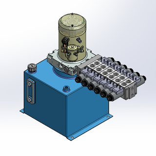 24v DC 7L/min 10-200bar 12.0L SQUARE tank / vertical mount / 6 x valve