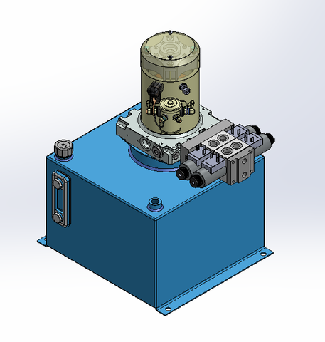 24v DC 7L/min 10-200bar 18.0L SQUARE tank / vertical mount / 2 x valve