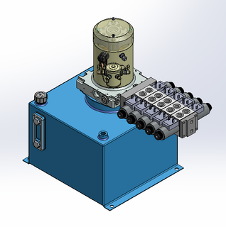 24v DC 7L/min 10-200bar 18.0L SQUARE tank / vertical mount / 5 x valve